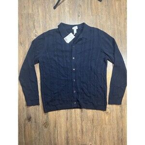 H&M Regular Fit Knit Cardigan Sweater Button Front Men’s Size Large Academia